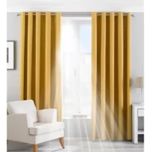Image of Riva Paoletti Eclipse Ringtop Eyelet Curtains (168 x 183 cm) (Ochre Yellow) - Ochre Yellow