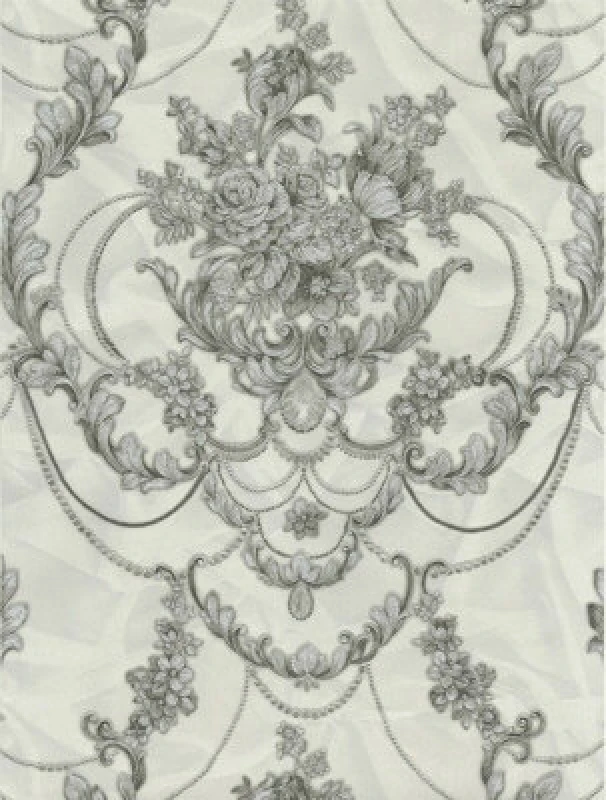 Image of Debona Perla Ii Damask Texture Vinyl Silver Grey Metallic Glitter Wallpaper 9085