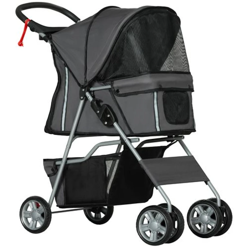 Image of PawHut Pawhut - Pet Stroller for Small Miniature Dogs Foldable Travel Carriage Cup Holder Dark Grey 5056725585266