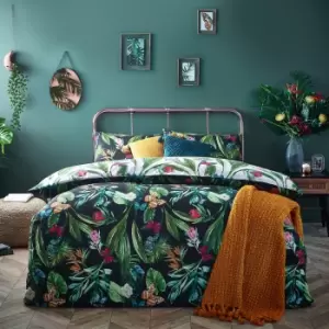 Image of Furn. Azura Dark Bloom Duvet Cover and Pillowcase Set Green