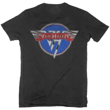 Image of Van Halen - Chrome Logo Unisex Medium T-Shirt - Black