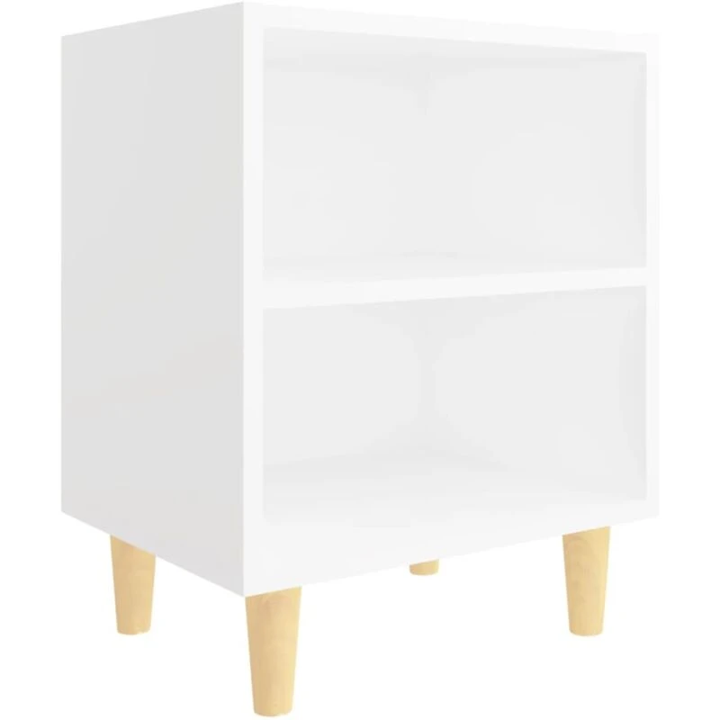Image of VIDAXL Bed Cabinet with Solid Wood Legs White 40x30x50cm Vidaxl 8720286355886
