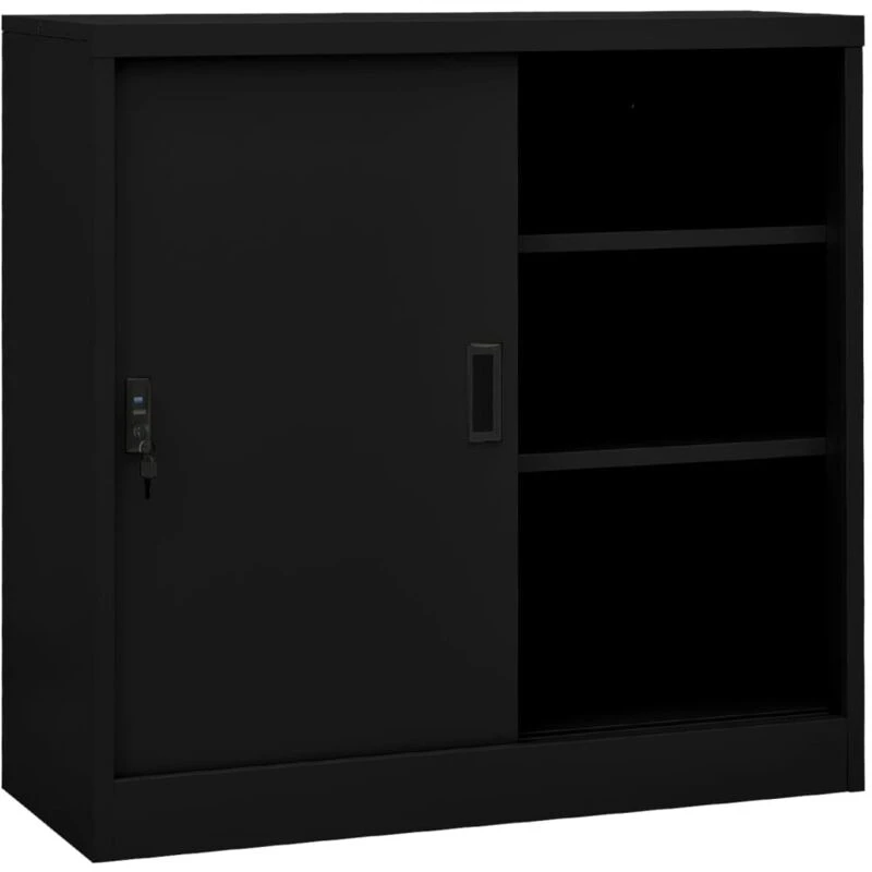 Image of VIDAXL Office Cabinet with Sliding Door Black 90x40x90cm Steel Vidaxl 8720286563830