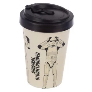 Image of The Original Stormtrooper White Reusable Screw Top Bamboo Composite Travel Mug