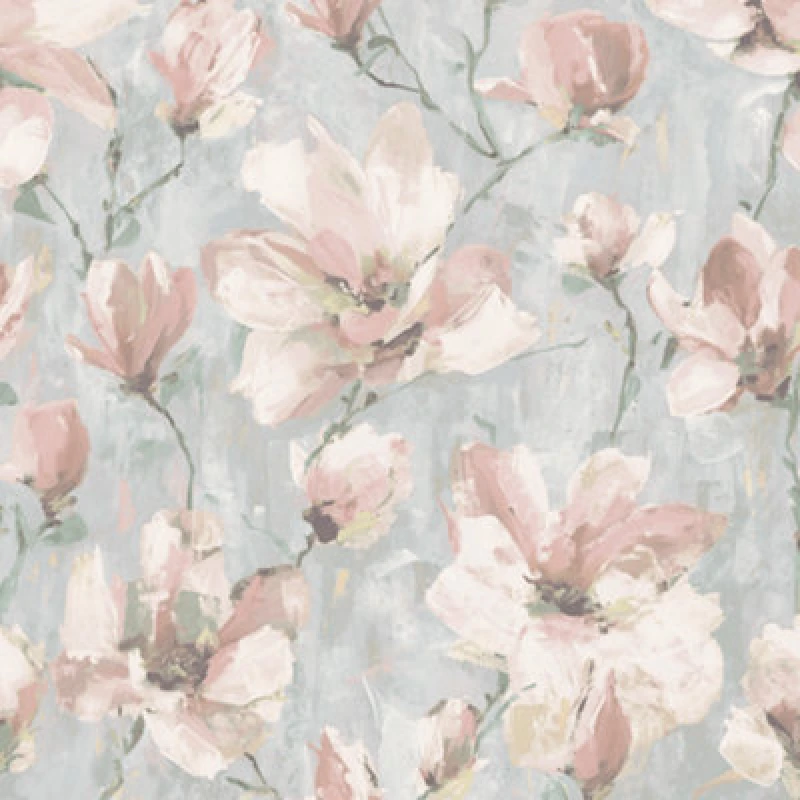 Image of Grandeco Camilla Blush Pink & Grey Floral Water Colour Effect Wallpaper 198503