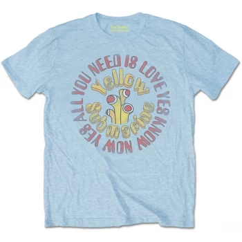 Image of The Beatles - Yellow Submarine AYNIL Circle Vintage Mens Medium T-Shirt - Light Blue