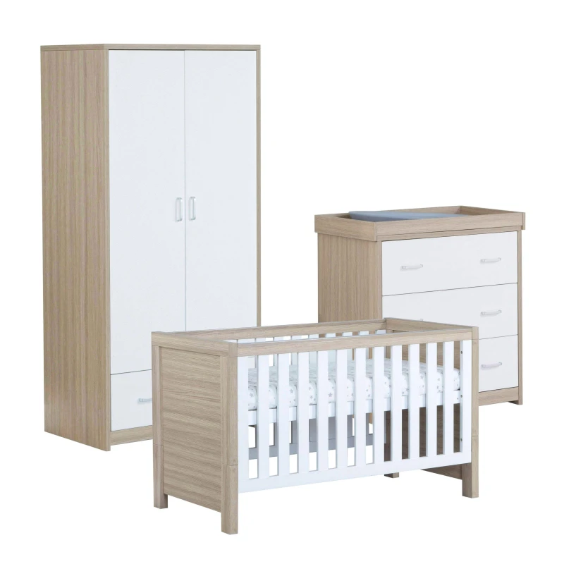 Image of Babymore Luno 3 Piece Room Set - Oak White Oak White unisex One size