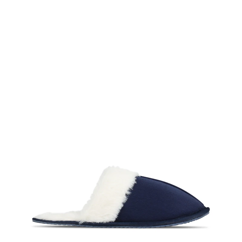 Image of Linea Faux Suede Mule Slipper - Blue Blue 3
