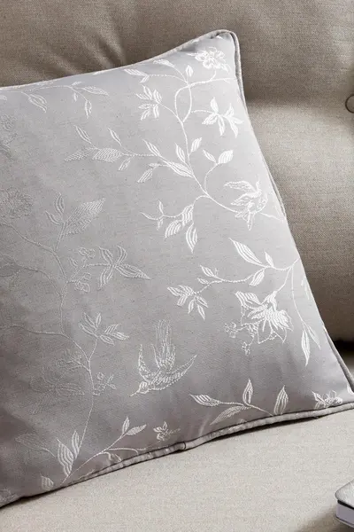 Image of Curtina 'Vintage Bird Trail' Premium Jacquard Weave Filled Cushion Grey