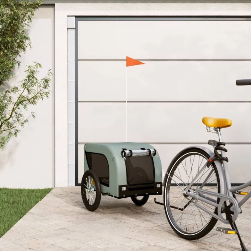 Image of VIDAXL Vidaxl - Pet Bike Trailer Grey and Black Oxford Fabric and Iron 8720845770853