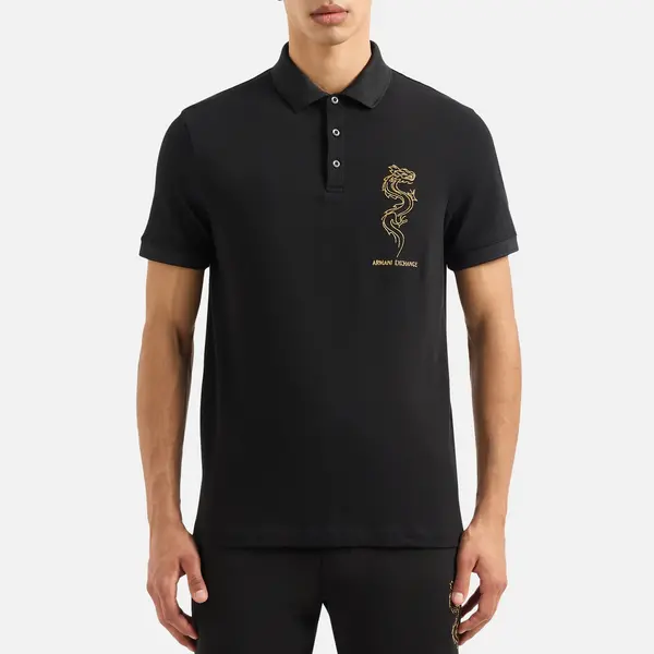 Image of Armani Exchange Mens CNY Polo Shirt - Black - XXL