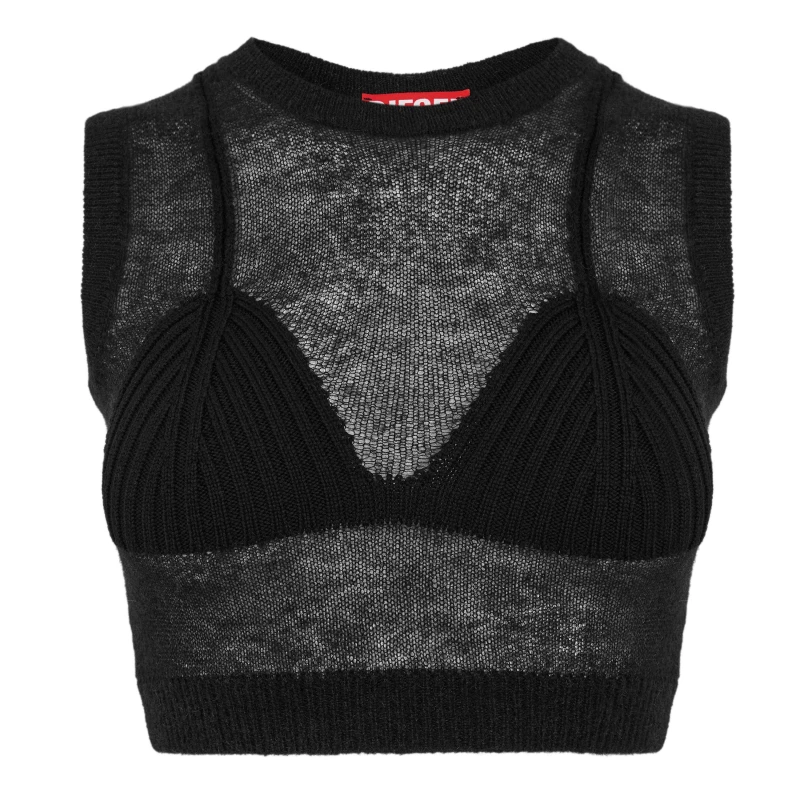 Image of Diesel Womens Arstica Mgli Knitted Top Black female 6