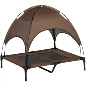 Image of PawHut 92cm Elevated Dog Bed Cooling Raised Pet Cot UV Protection Canopy Coffee - Brown