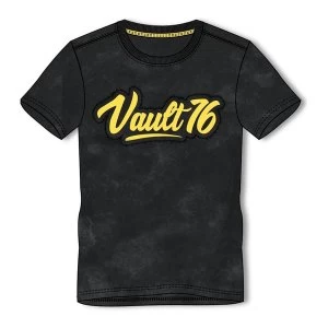 Image of Fallout - Vault 76 Logo Oil Washed Mens Medium T-Shirt - Black