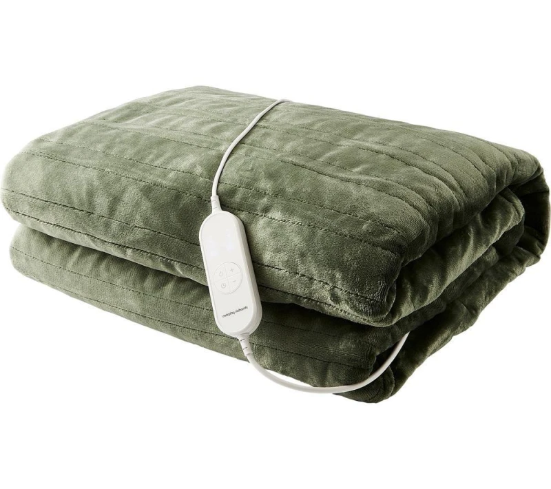 Image of Morphy Richards EverCosy Large Fleece Electric Heated Throw in Green Size: Double Green Double Unisex 5056765401854