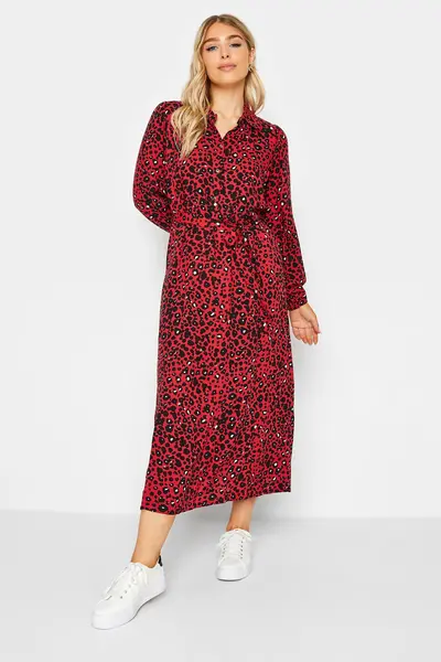 Image of M&Co Midaxi Shirt Dress Red