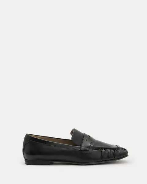 Image of AllSaints Sapphire Leather Loafer Shoes