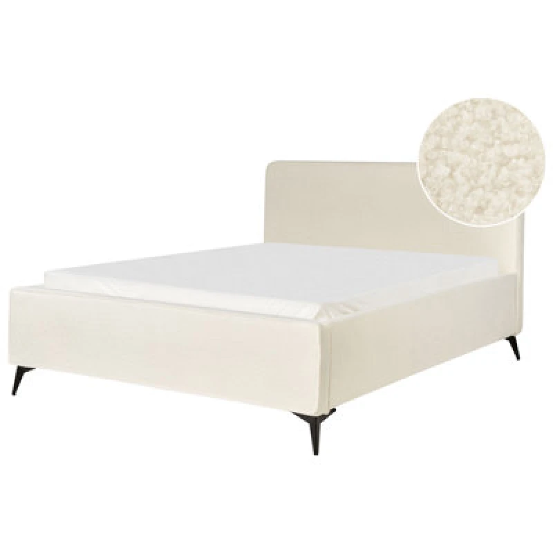 Image of Beliani Bed Boucle Valognes 160 X 200 Cm (Eu King Size) Off-White