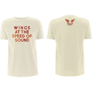 Image of Paul McCartney - Wings at the Speed of Sound Mens Medium T-Shirt - Sand