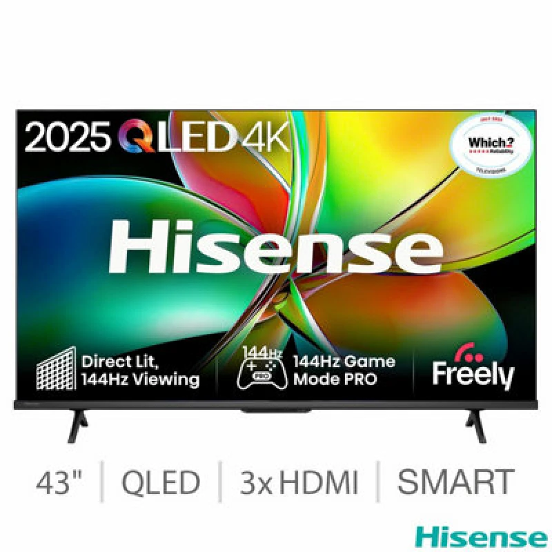 Image of Hisense 43E78Qtuk Pro 43" Qled 4K Smart TV - 144Hz, Dolby Vision, Dolby Atmos, Vidaa Smart Os, HDMI 2.1, Voice Remote