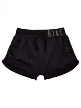 Image of Nike Older Girls Seamless Reversible Training Shorts - Black Size M 10-12 Years, Women
