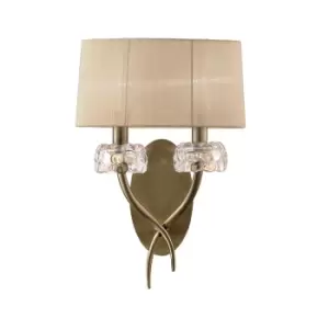 Image of Loewe Wall Lamp Switched 2 Light E14, Antique Brass With Soft Bronze Shade