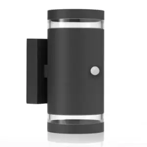 Image of Auraglow Truro Wide Pillar Wall Light and PIR w/ Warm White Bulbs