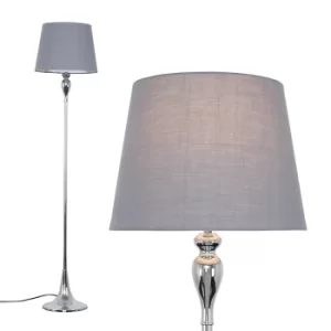 Image of Faulkner Chrome Floor Lamp with Grey Aspen Shade