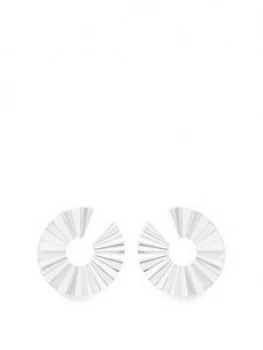 Image of Mood Mood Silver Plated Crinkle Front To Back Stud Hoop Earring