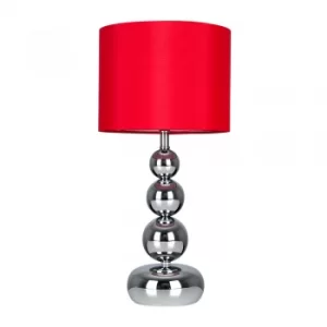 Image of Marissa Chrome Touch Table Lamp with Red Shade