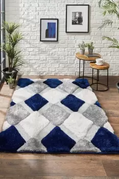 Image of 3D GEO Shaggy Navy 80x150