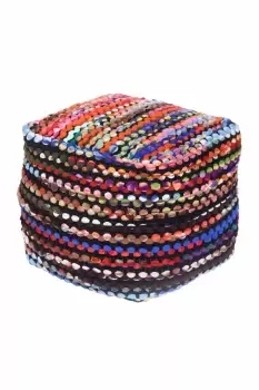 Image of Folk Woven Bean Filled Pouffe Square