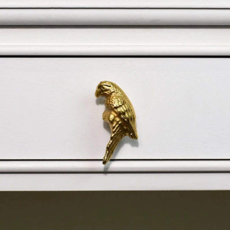 Image of Melody Maison Metallic Gold Parrot Drawer Knob Metallic Gold