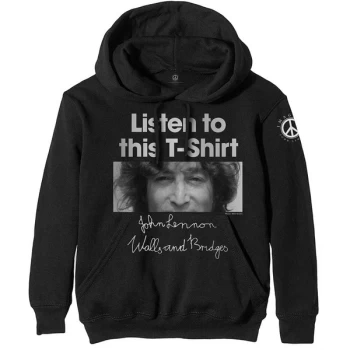 Image of John Lennon - Listen To This Mens Small Pullover Hoodie - Black