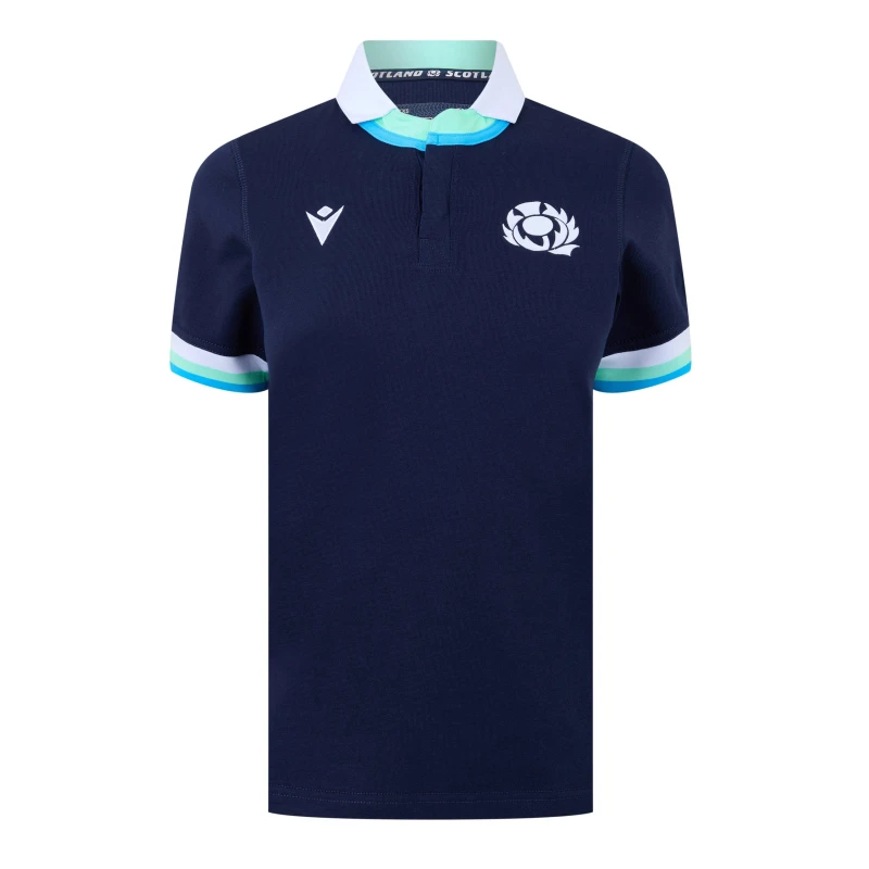 Image of Macron Scotland Rugby Home Cotton Shirt 2024 Womens - Blue Blue 8