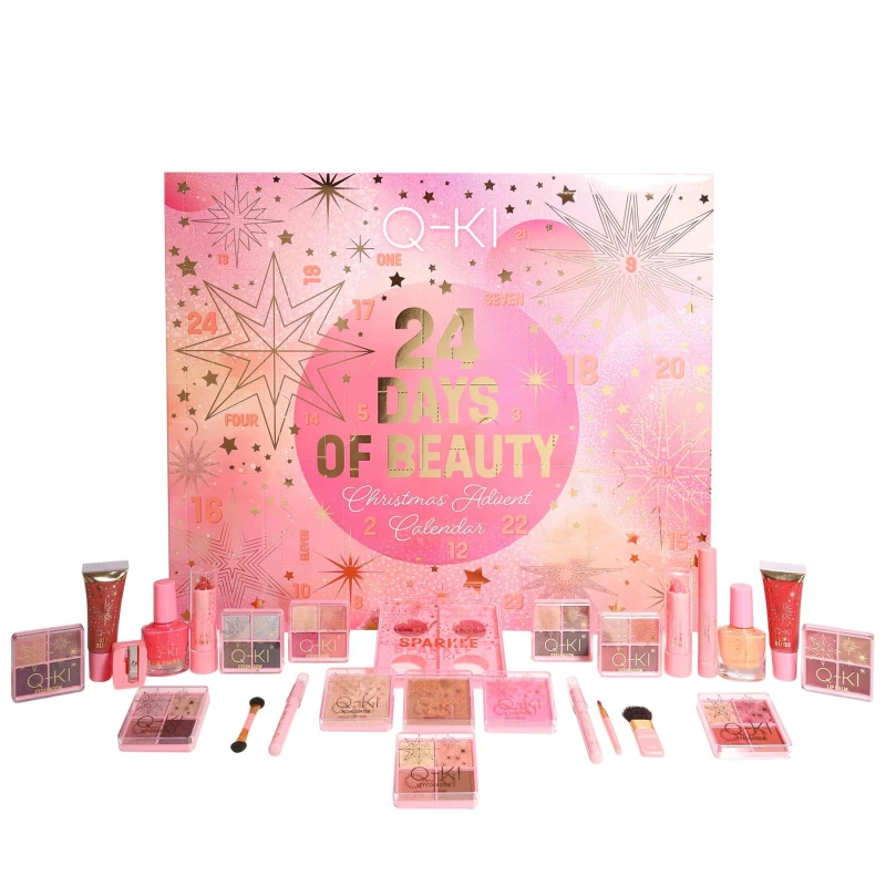 Image of Q-KI 24 Days of Beauty Makeup Advent Calendar in Pink Size: 24 Pack Pink Unisex 24 Pack