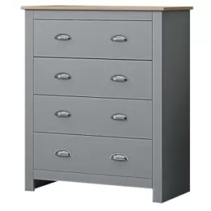 Image of Fwstyle - Westbury Traditional 4 Drawer Chest - Matt Grey & Light Oak - Grey