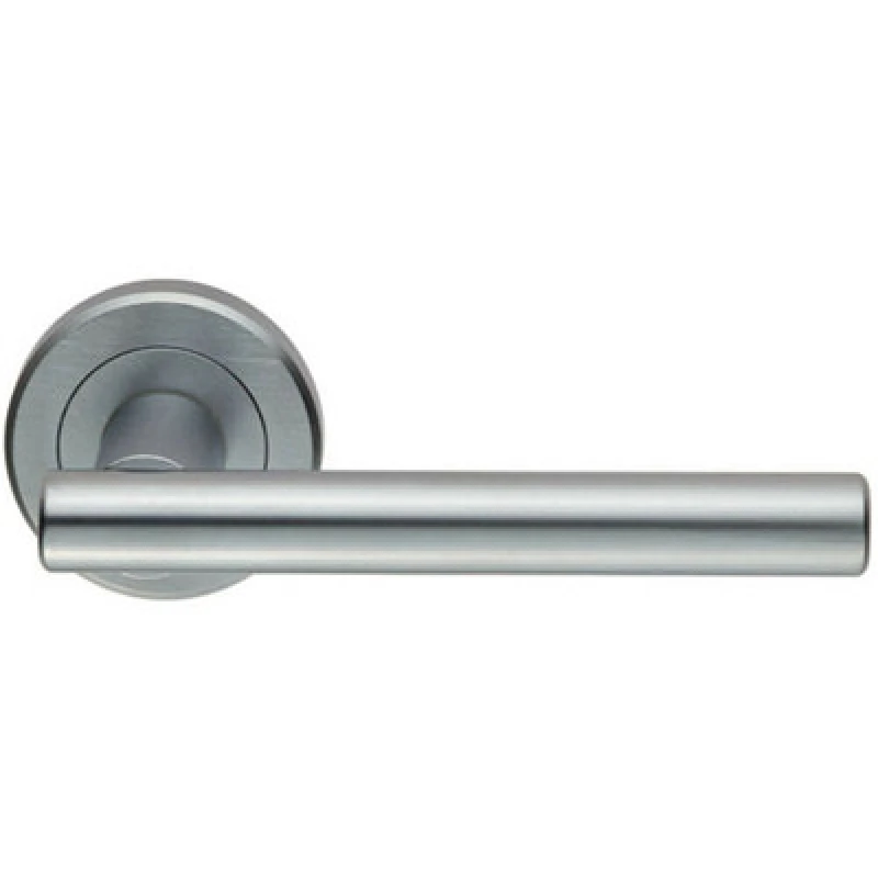 Image of Loops PAIR Straight T Bar Handle on Round Rose Concealed Fix Satin Chrome Multi