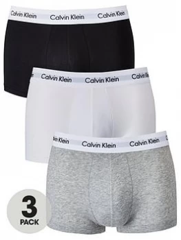 Image of Calvin Klein 3 Pack Low Rise Trunks - Grey/White/Black, Size S, Men