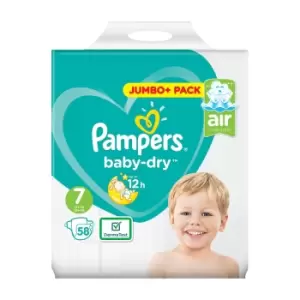 Image of Pampers Baby Dry Size 7 Jumbo Plus Pack 58 Nappies