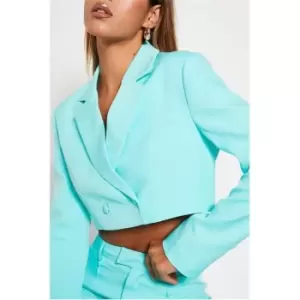 Image of I Saw It First Blue Cropped Button Blazer Co-Ord - Blue