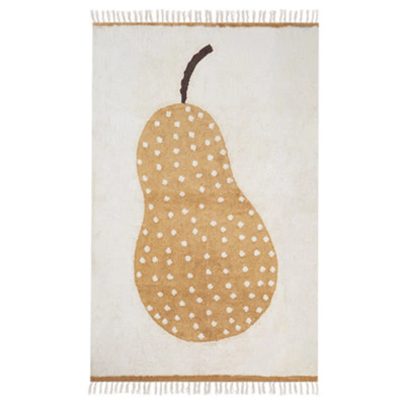 Image of Beliani Kids Rug Khidari Mustard Off-White 140 X 200 Cm Cotton
