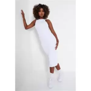 Image of I Saw It First White Ribbed Racer Midaxi Bodycon Dress - White