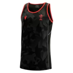 Image of Macron Wales Rugby Singlet 2021 2022 Mens - Black