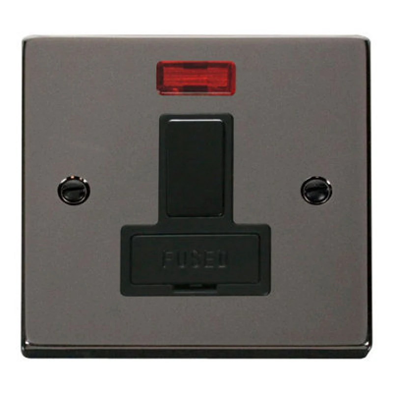 Image of SE Home Black Nickel 13A Fused Connection Unit Switched With Neon Black