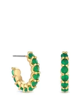 Image of Jon Richard Gold Plated Emerald Cubic Zirconia Hoop Earrings