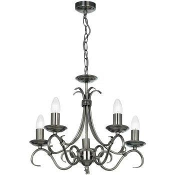Image of Endon Bernice - 5 Light Multi Arm Ceiling Pendant Antique Silver, E14