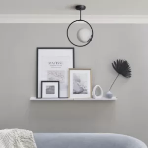 Image of Cassini Matt Black Hoop Ceiling Light with White Globe Shade
