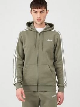 Image of Adidas 3 Stripes Linear Full Zip Hoodie - Green