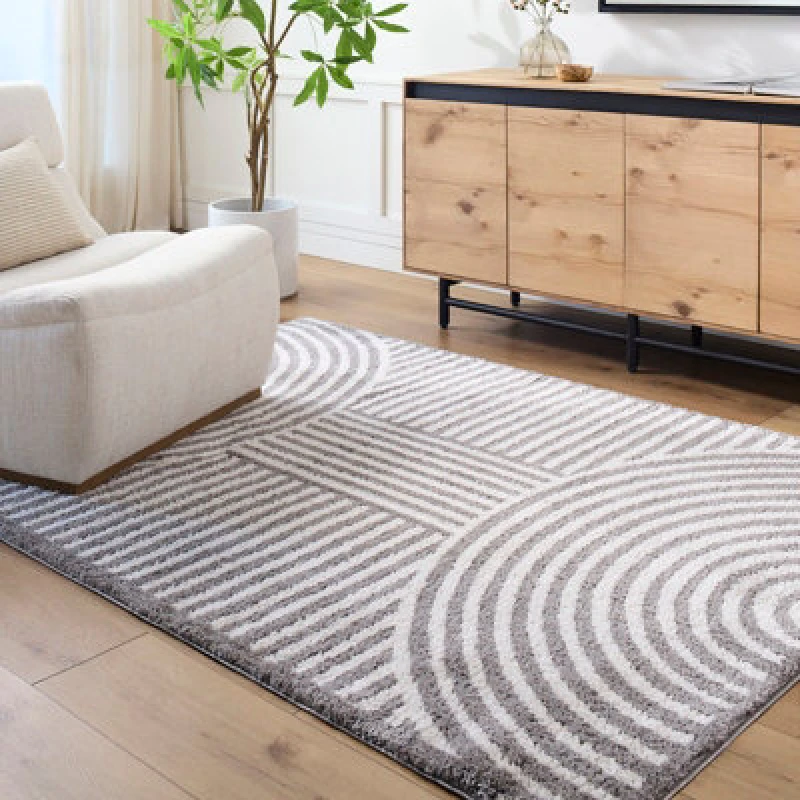 Image of Livabliss Machine Washable Modern Shaggy Charcoal Pauline Area Rug 120 X 170 Cm - Easy Care, Non Shedding, Ideal For Living Room & Bedroom